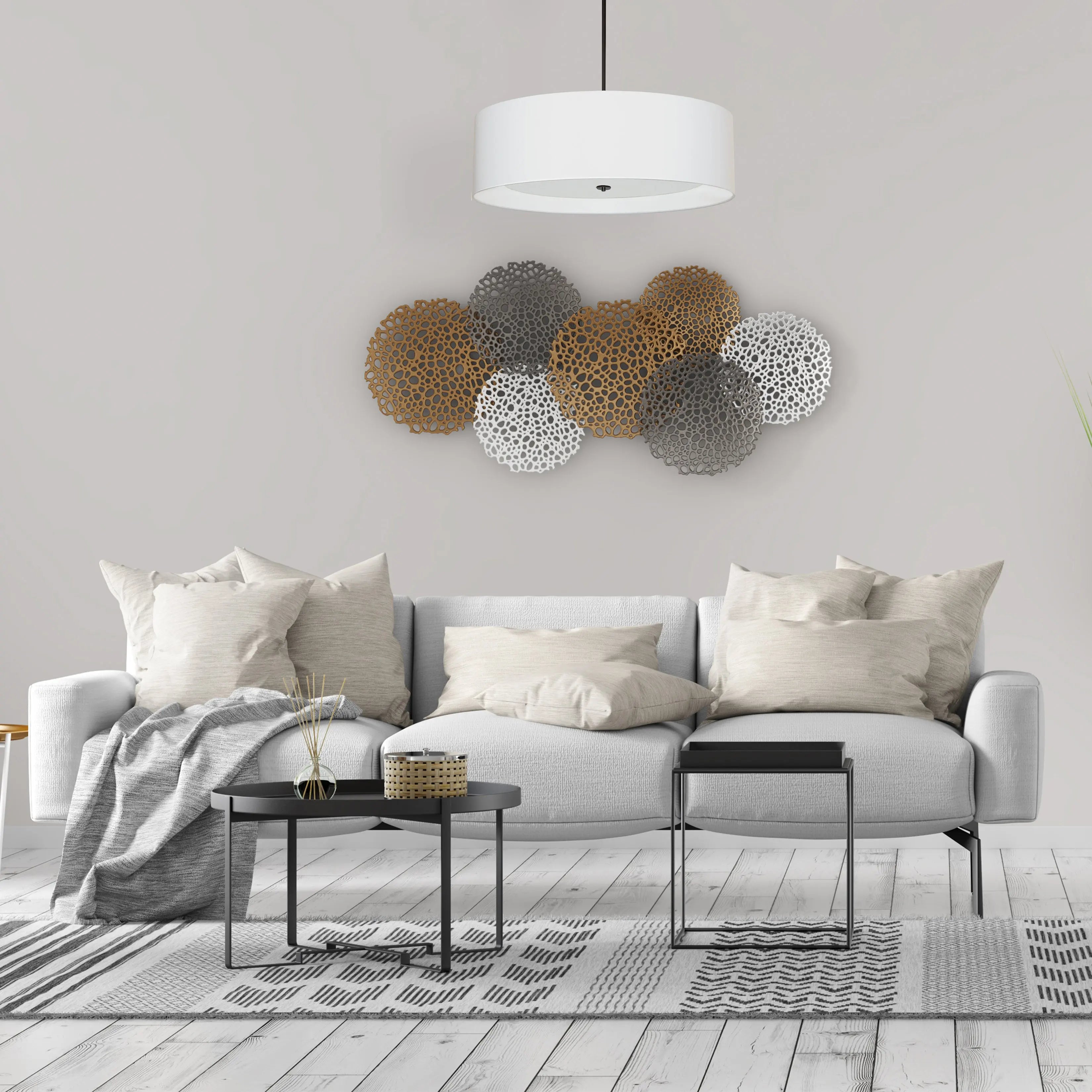 Dainolite 4 Light Incandescent Pendant Matte Black White Shade with White Diffuser