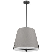Dainolite 4 Light Incandescent Pendant Matte Black with Grey Fabric shade