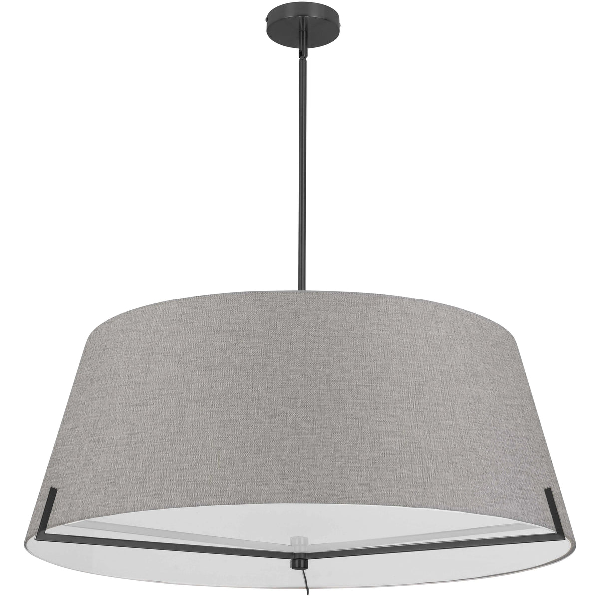 Dainolite 4 Light Incandescent Pendant Matte Black with Grey Fabric shade