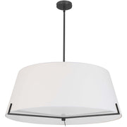 Dainolite 4 Light Incandescent Pendant Matte Black with White Fabric shade