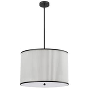 Dainolite 4 Light Incandescent Pendant Matte Black with White Pleated Shade