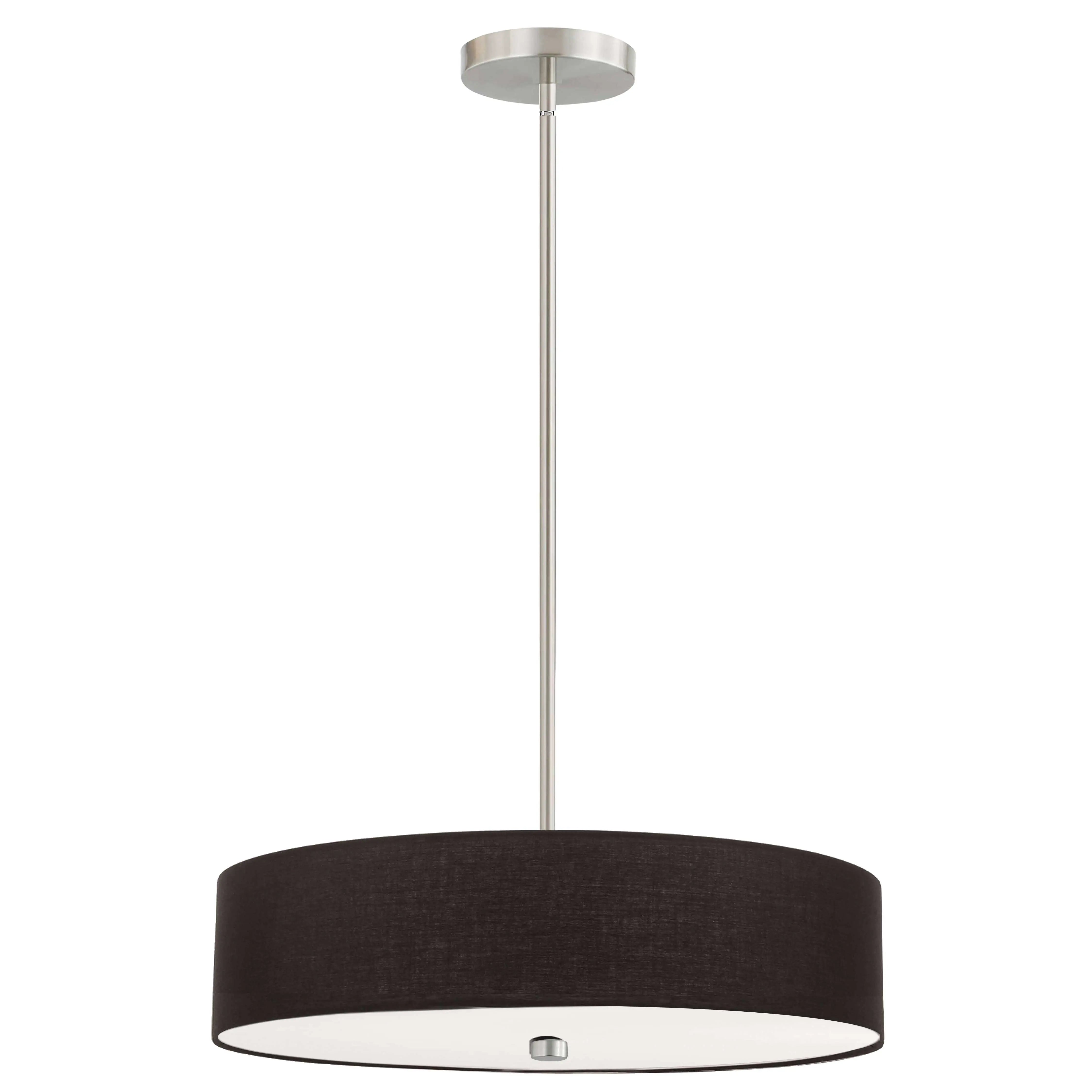 Dainolite 4 Light Incandescent Pendant Satin Chrome with Black Shade