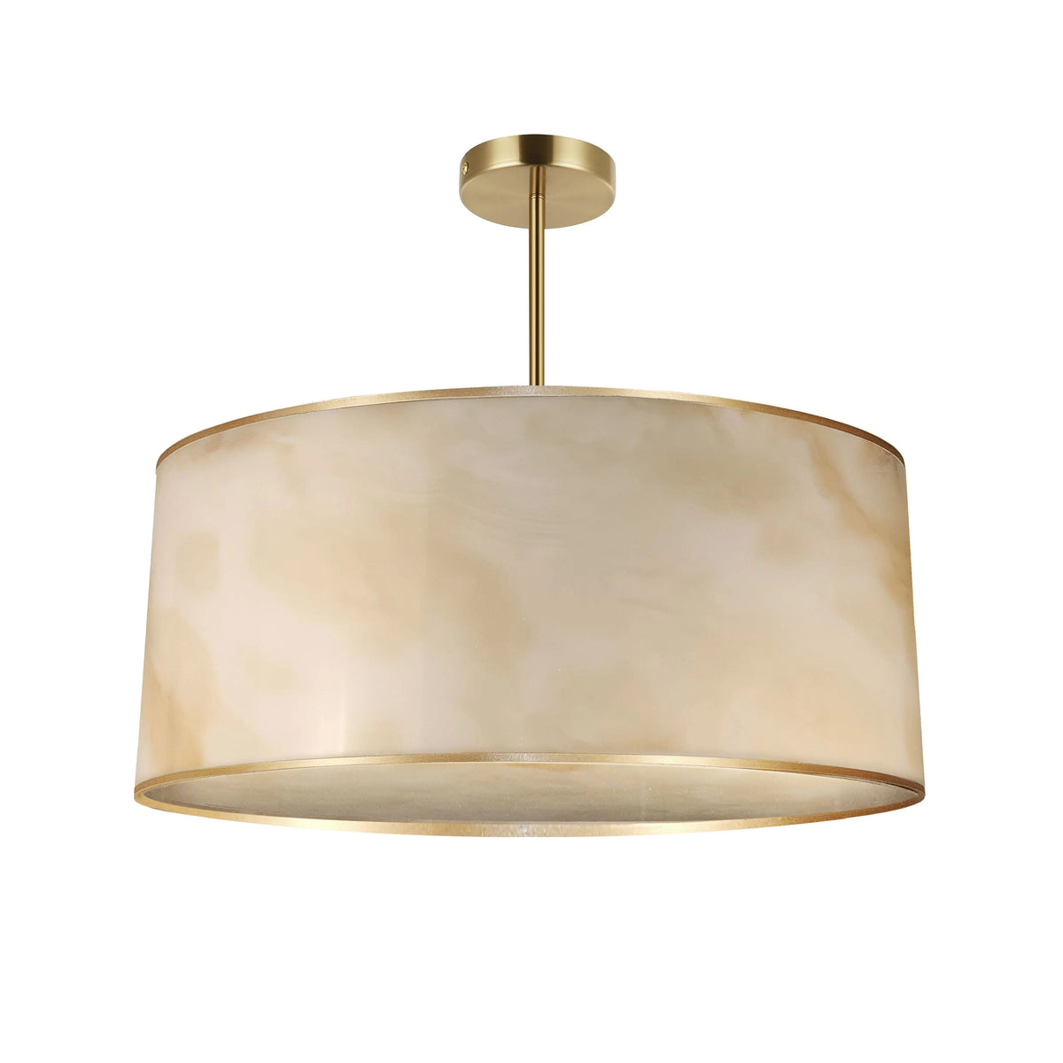 Dainolite 4 Light Incandescent Pendant, Aged Brass w/ Marble Alabaster
