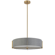Dainolite 4 Light Incandescent Pendant, Aged Brass with Grey Shade