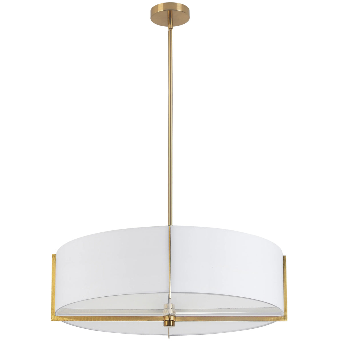 Dainolite 4 Light Incandescent Pendant, Aged Brass with White Shade
