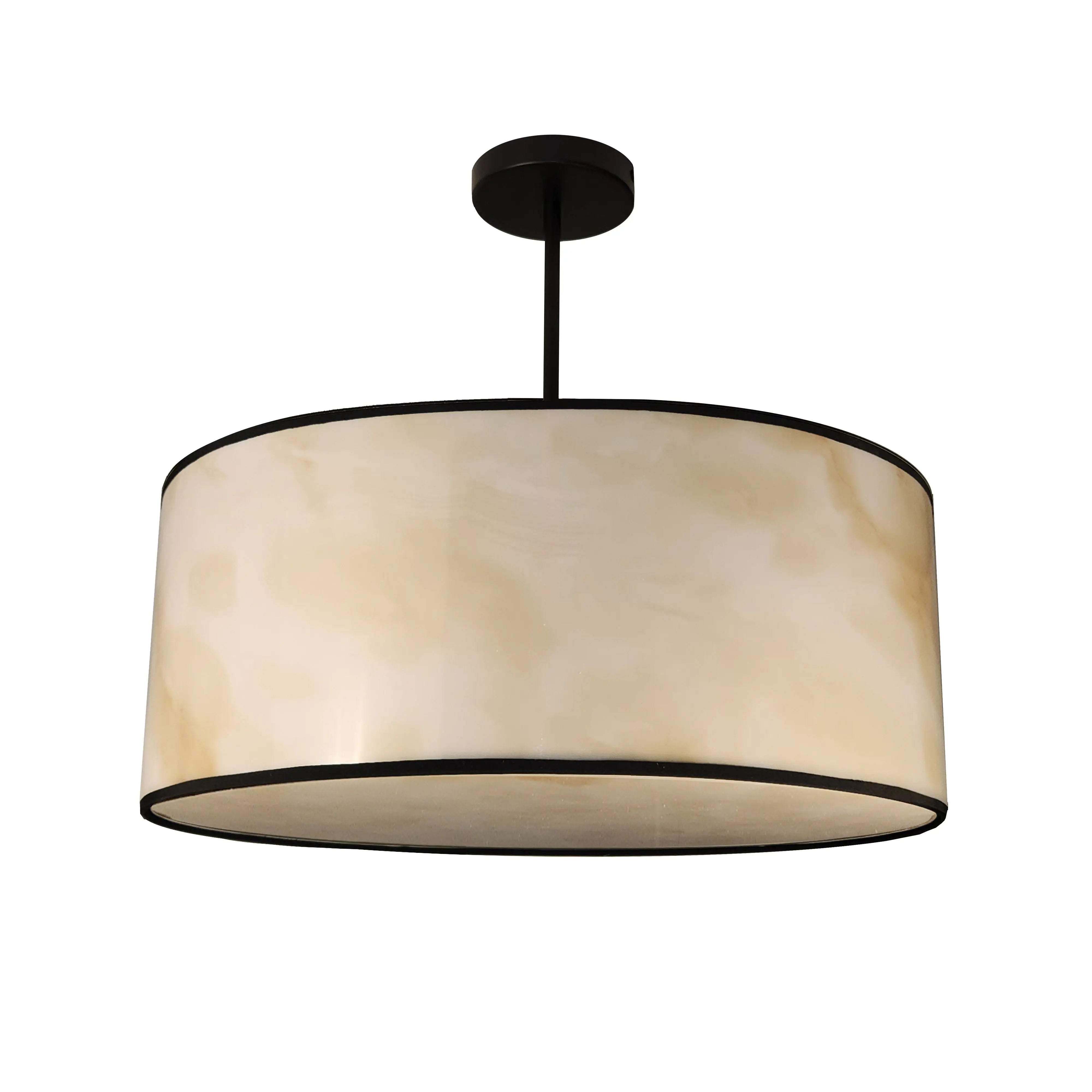 Dainolite 4 Light Incandescent Pendant, Matte Black w/Marble Alabaster Shade