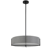 Dainolite 4 Light Incandescent Pendant, Matte Black with Grey Shade