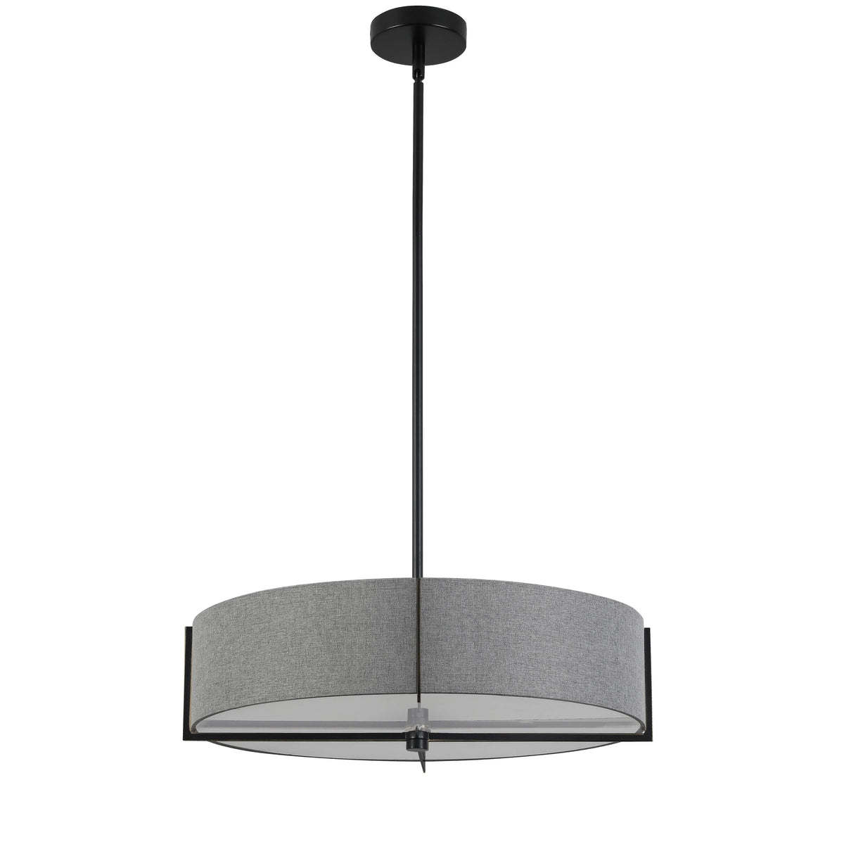 Dainolite 4 Light Incandescent Pendant, Matte Black with Grey Shade