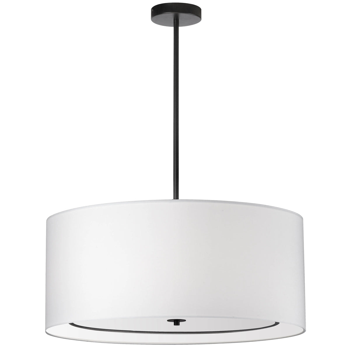 Dainolite 4 Light Incandescent Pendant, Matte Black with White Shade