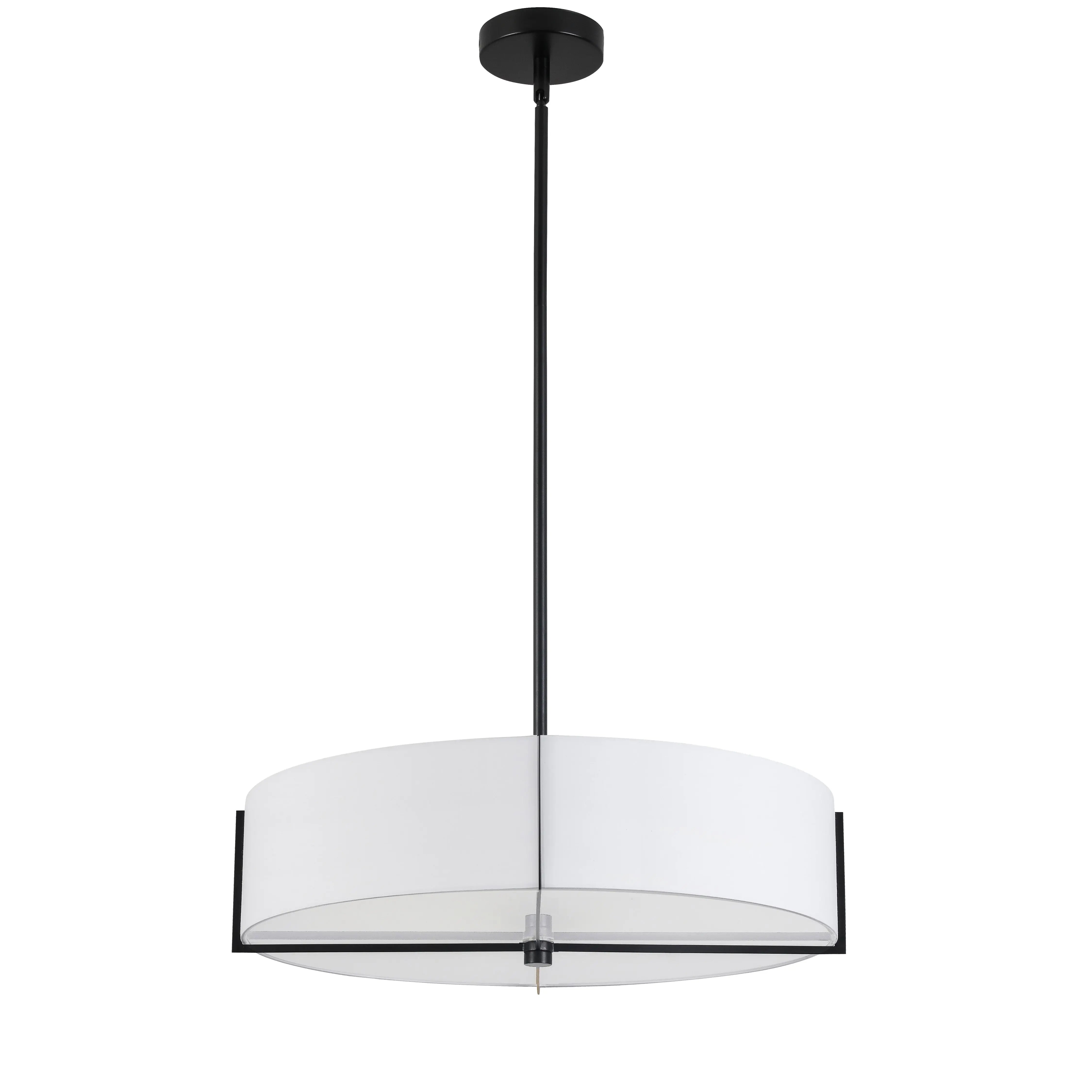Dainolite 4 Light Incandescent Pendant, Matte Black with White Shade