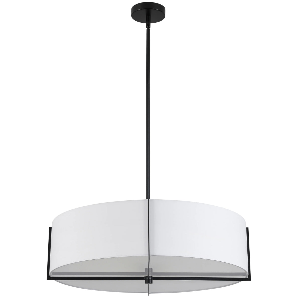 Dainolite 4 Light Incandescent Pendant, Matte Black with White Shade