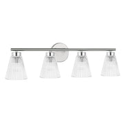 Dainolite 4 Light Incandescent Vanity Polished Chrome with Clear Ribbed Glass