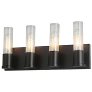 Dainolite 4 Light Incandescent Vanity, Matte Black w/ Clear Fluted Glass