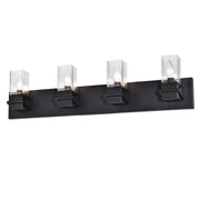 Dainolite 4 Light Incandescent Vanity, Matte Black w/ Clear Glass