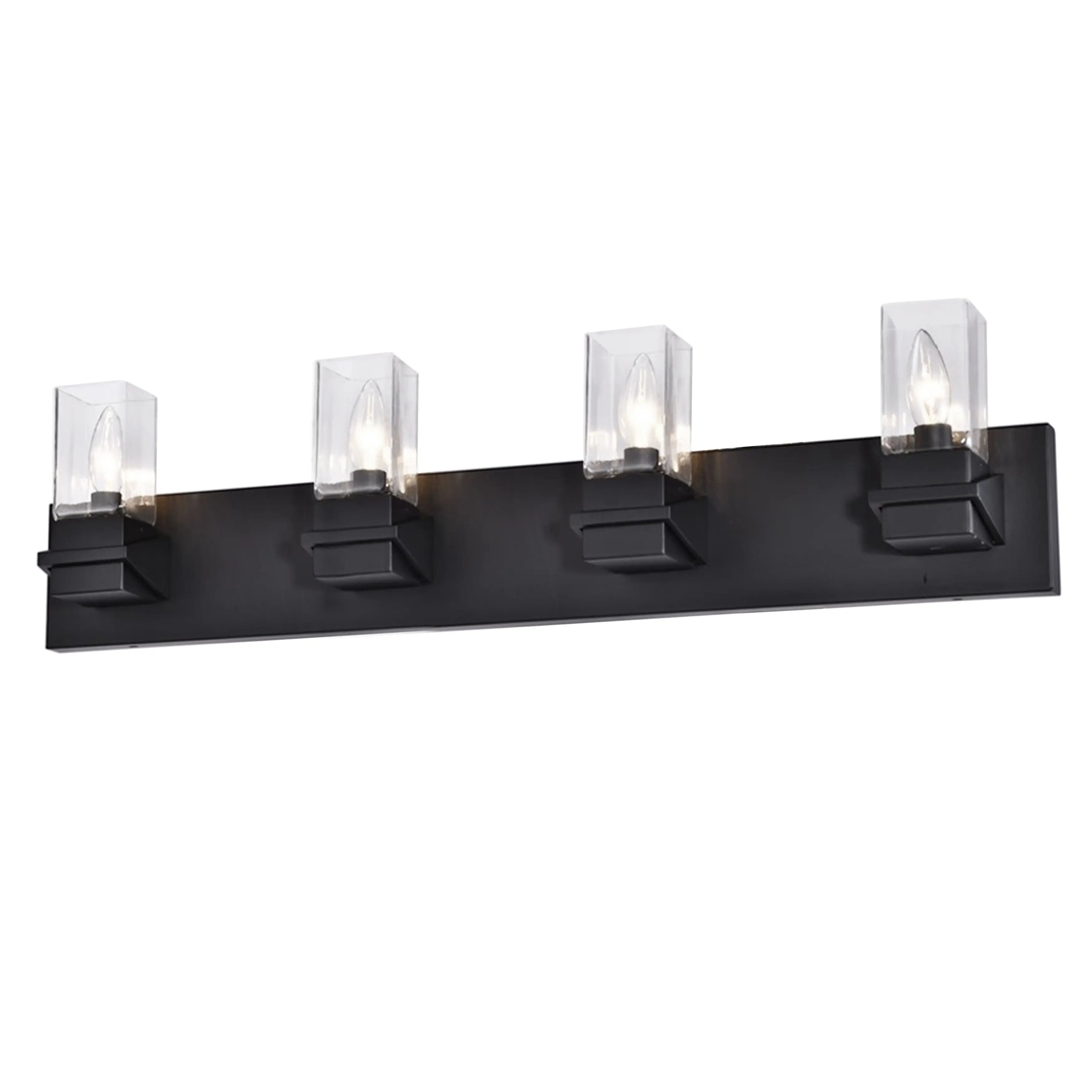 Dainolite 4 Light Incandescent Vanity, Matte Black w/ Clear Glass