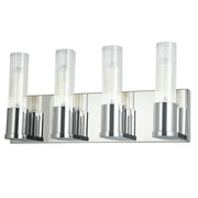Dainolite 4 Light Incandescent Vanity, Polished Chrome w/ Clear Fluted Glass