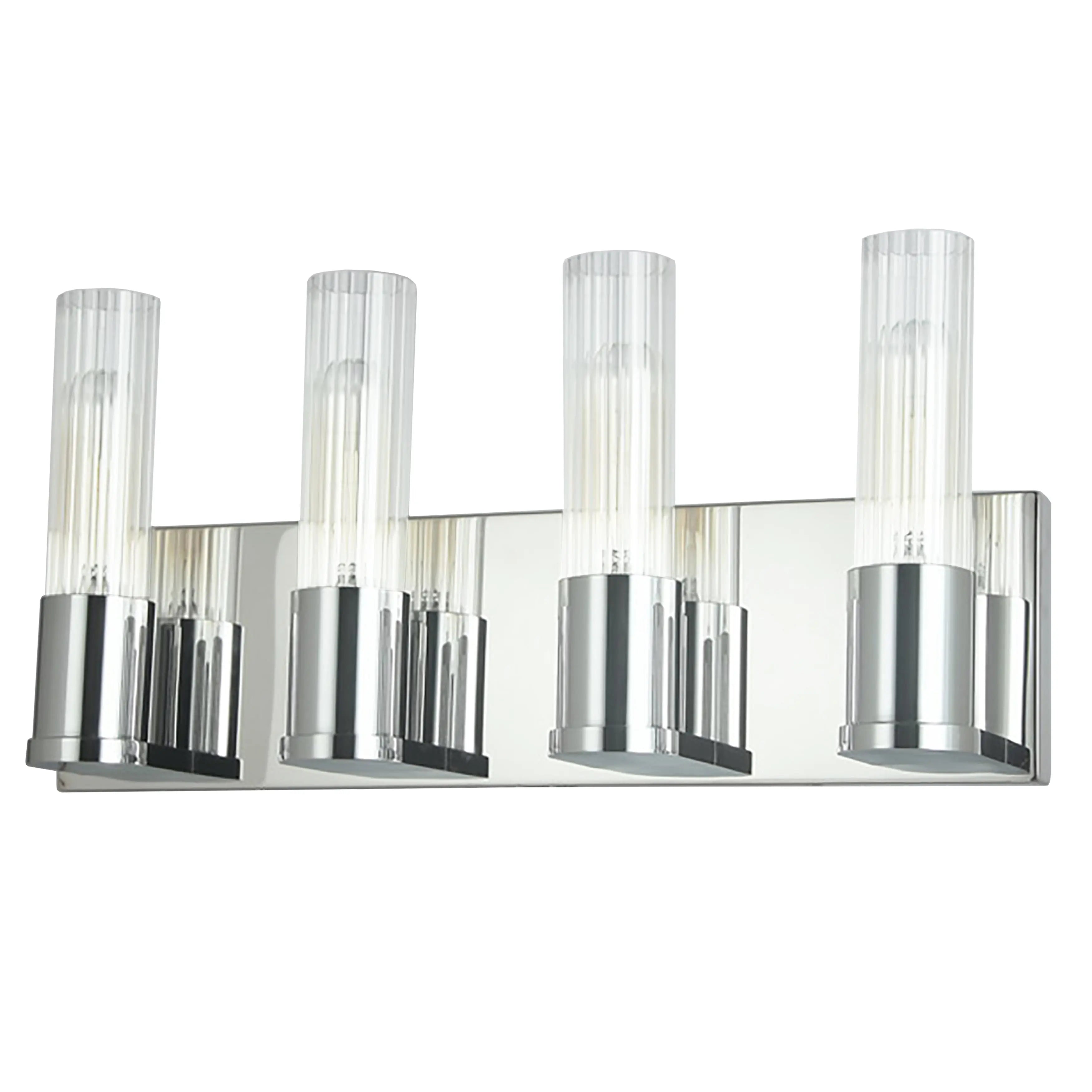 Dainolite 4 Light Incandescent Vanity, Polished Chrome w/ Clear Fluted Glass