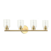 Dainolite 4 Light Incandescent Vienna Vanity Aged Brass w/ Clear Ribbed Glass