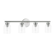 Dainolite 4 Light Incandescent Vienna Vanity Polished Chrome w/ Clear Ribbed Glass