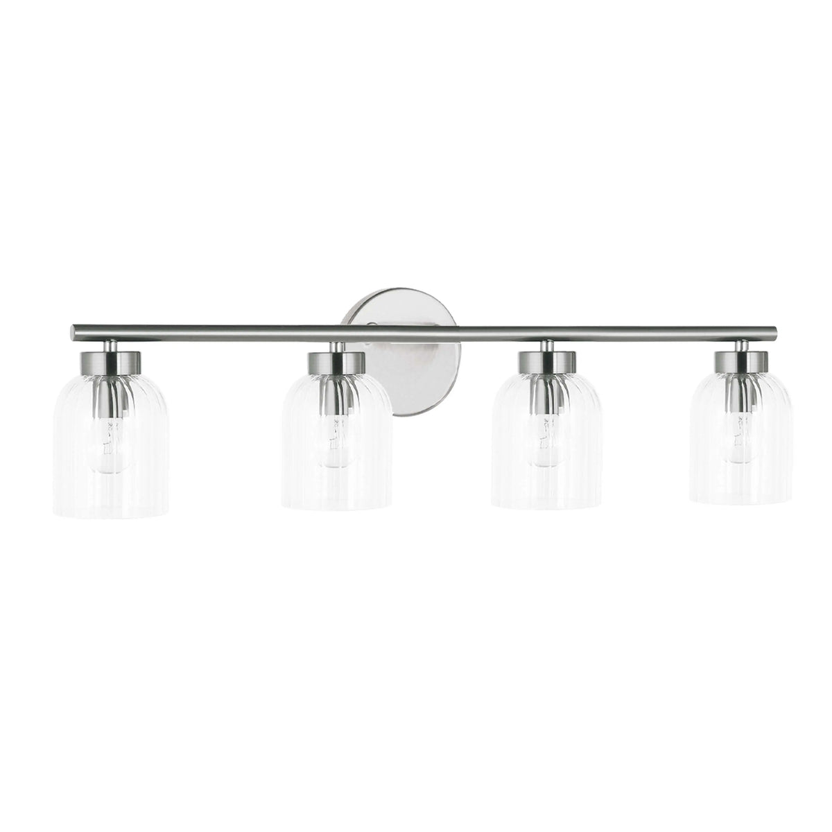 Dainolite 4 Light Incandescent Vienna Vanity Polished Chrome w/ Clear Ribbed Glass