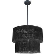 Dainolite 4 Light Matte Black Chandelier w/ Black Fringe