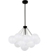 Dainolite 4 Light Matte Black Chandelier w/ Frosted Glass