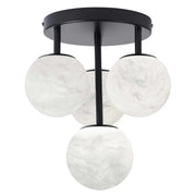 Dainolite 4 Light Matte Black Flush Mount w/ Alabaster Glass