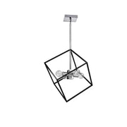 Dainolite 4 Light Pendant, Polished Chrome / Matte Black Finish