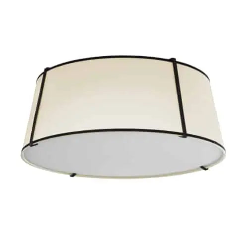 Dainolite 4 Light Trapezoid Flushmount Black/Cream Shade w/ White Fabric Diffuser