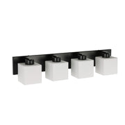Dainolite 4 Light Vanity Matte Black with White Opal Glass