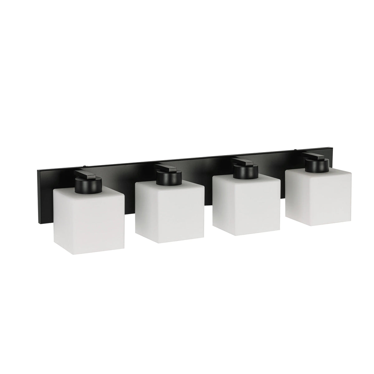 Dainolite 4 Light Vanity Matte Black with White Opal Glass