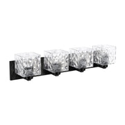 Dainolite 4 Light Vanity in Matte Black w/ Clear Water Glass