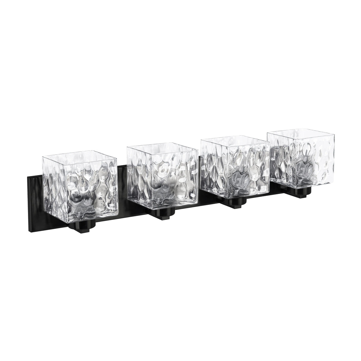 Dainolite 4 Light Vanity in Matte Black w/ Clear Water Glass