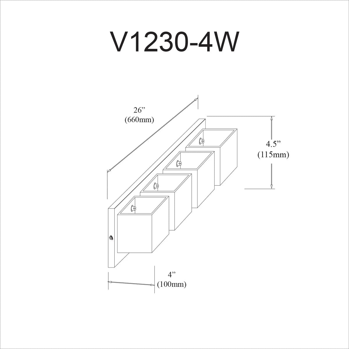 Dainolite 4 Light Vanity, Polished Chrome, Frosted White Glass