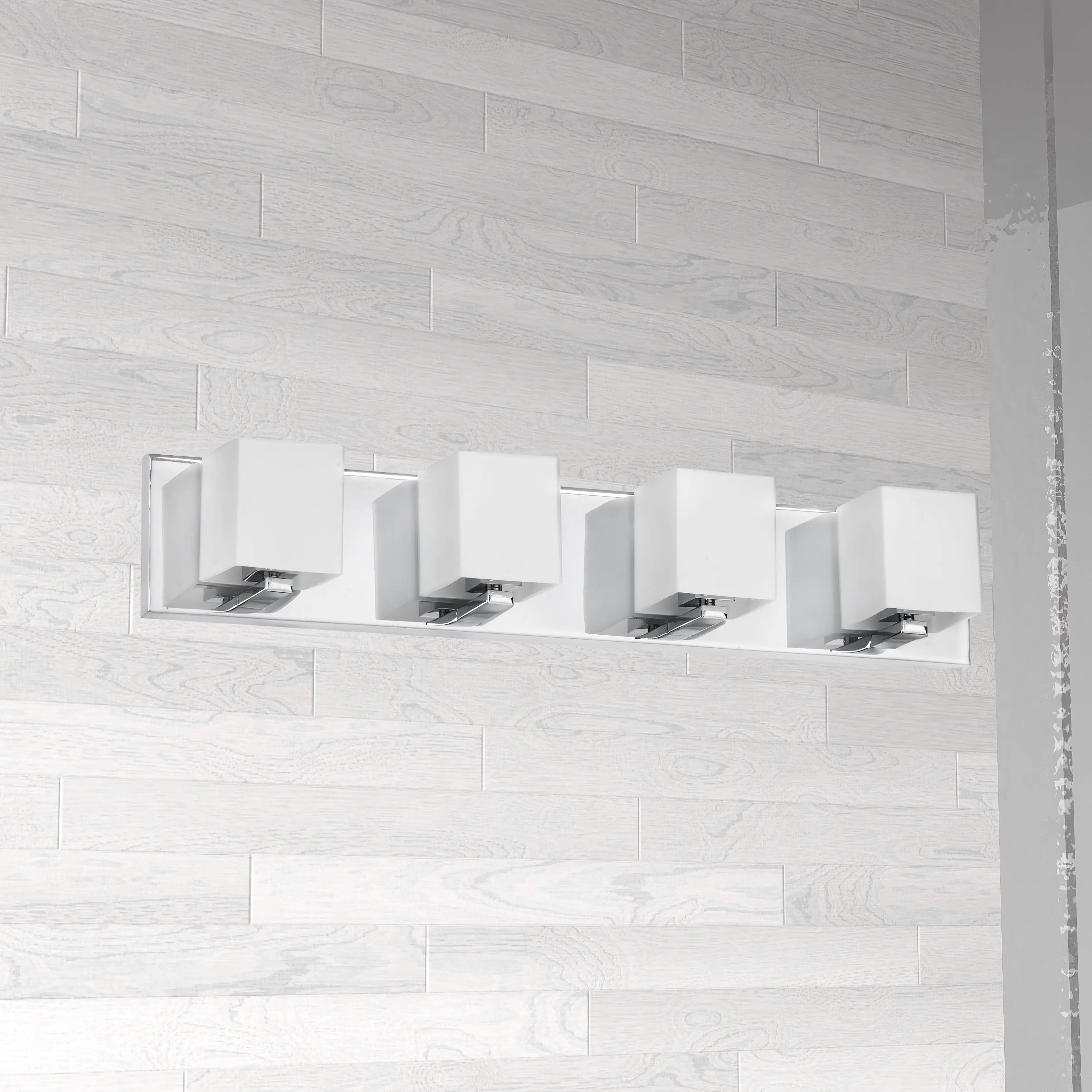 Dainolite 4 Light Vanity, Polished Chrome, Frosted White Glass