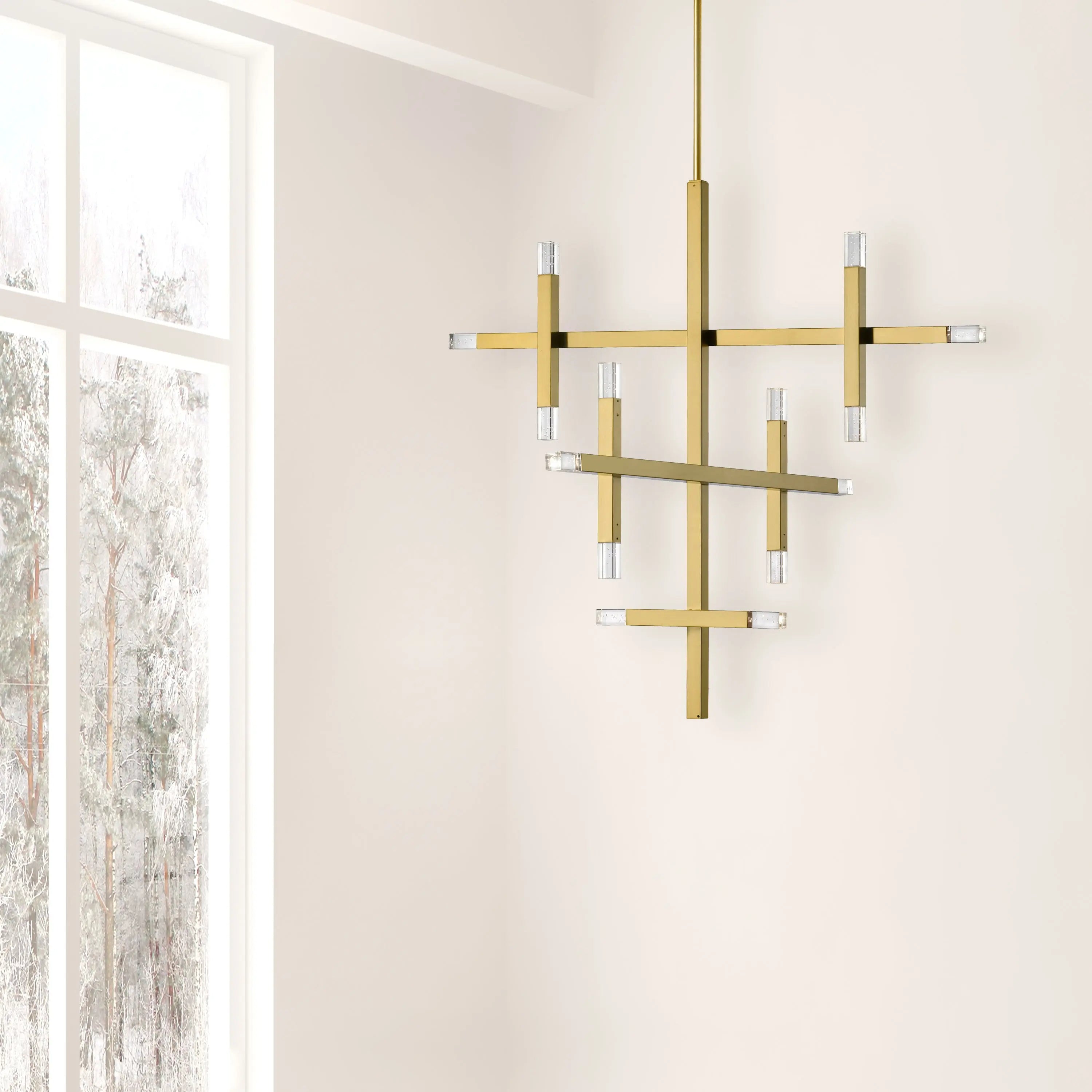 Dainolite 42W Aged Brass Chandelier w/ Acrylic Diffuser
