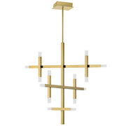 Dainolite 42W Chandelier Aged Brass with Frosted Acrylic Diffuser