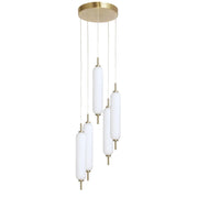 Dainolite 45W Aged Brass Multi Light Pendant w/ White Opal Glass