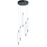 Dainolite 45W Matte Black Multi Light Pendant w/ White Opal Glass