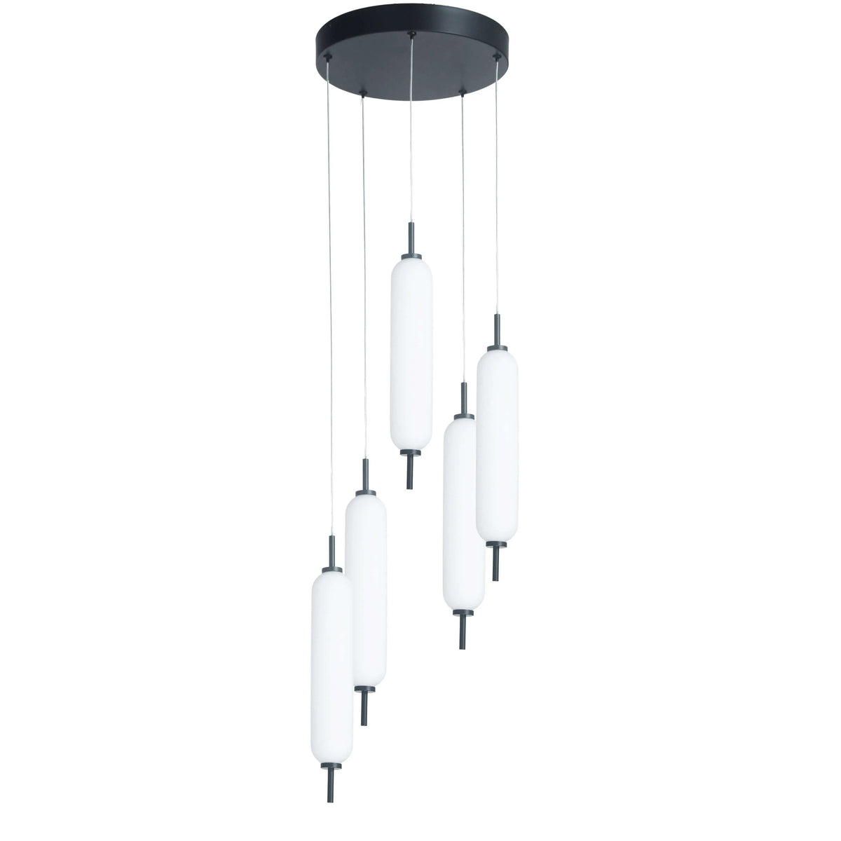 Dainolite 45W Matte Black Multi Light Pendant w/ White Opal Glass