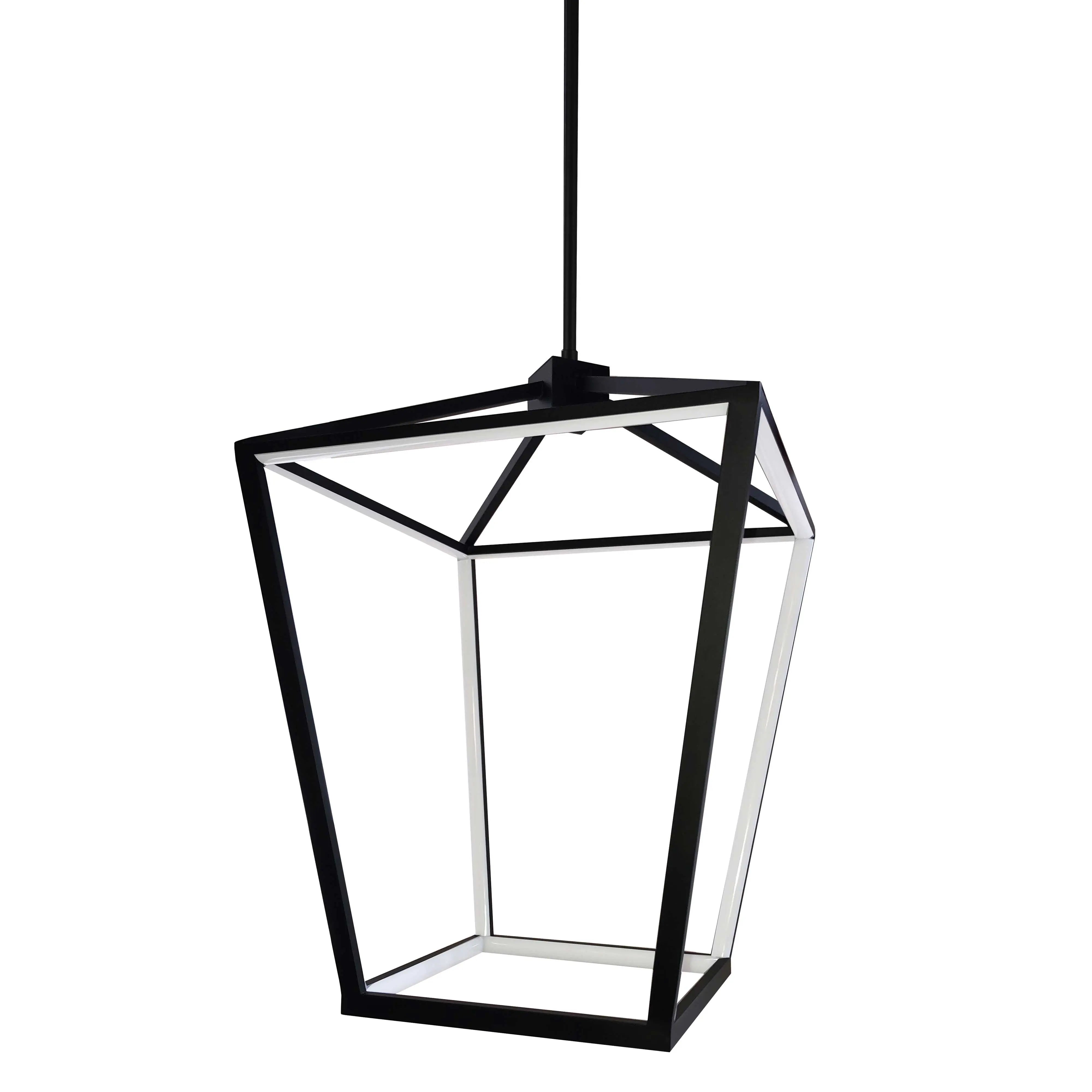 Dainolite 46W Chandelier, Matte Black with White Diffuser