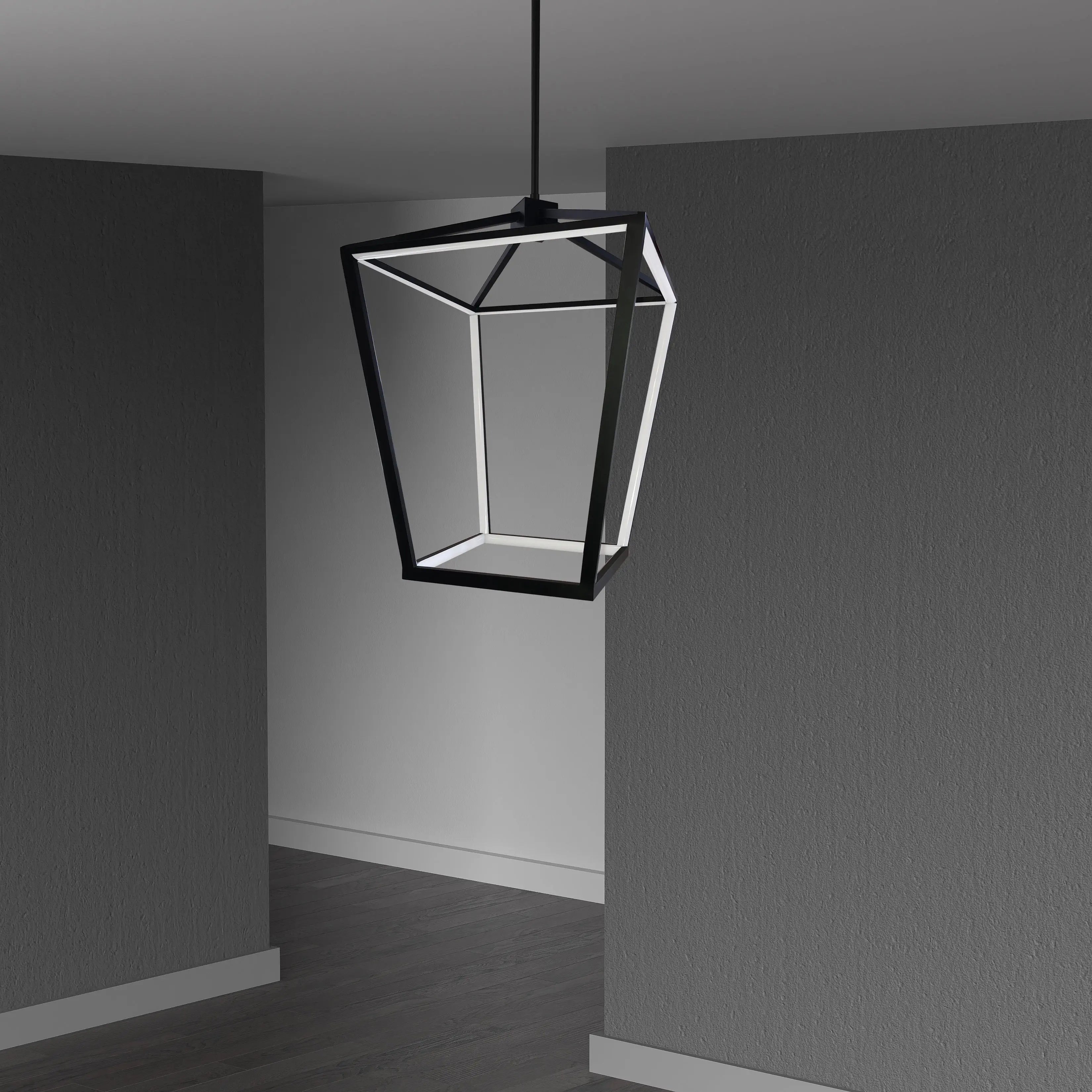 Dainolite 46W Chandelier, Matte Black with White Diffuser