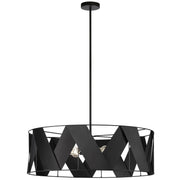 Dainolite 4LT Incandescent Chandelier, MB w/ BK Ribbon
