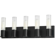Dainolite 5 Light Incandescent Vanity, Matte Black w/ Clear Fluted Glass