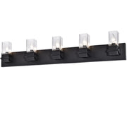 Dainolite 5 Light Incandescent Vanity, Matte Black w/ Clear Glass
