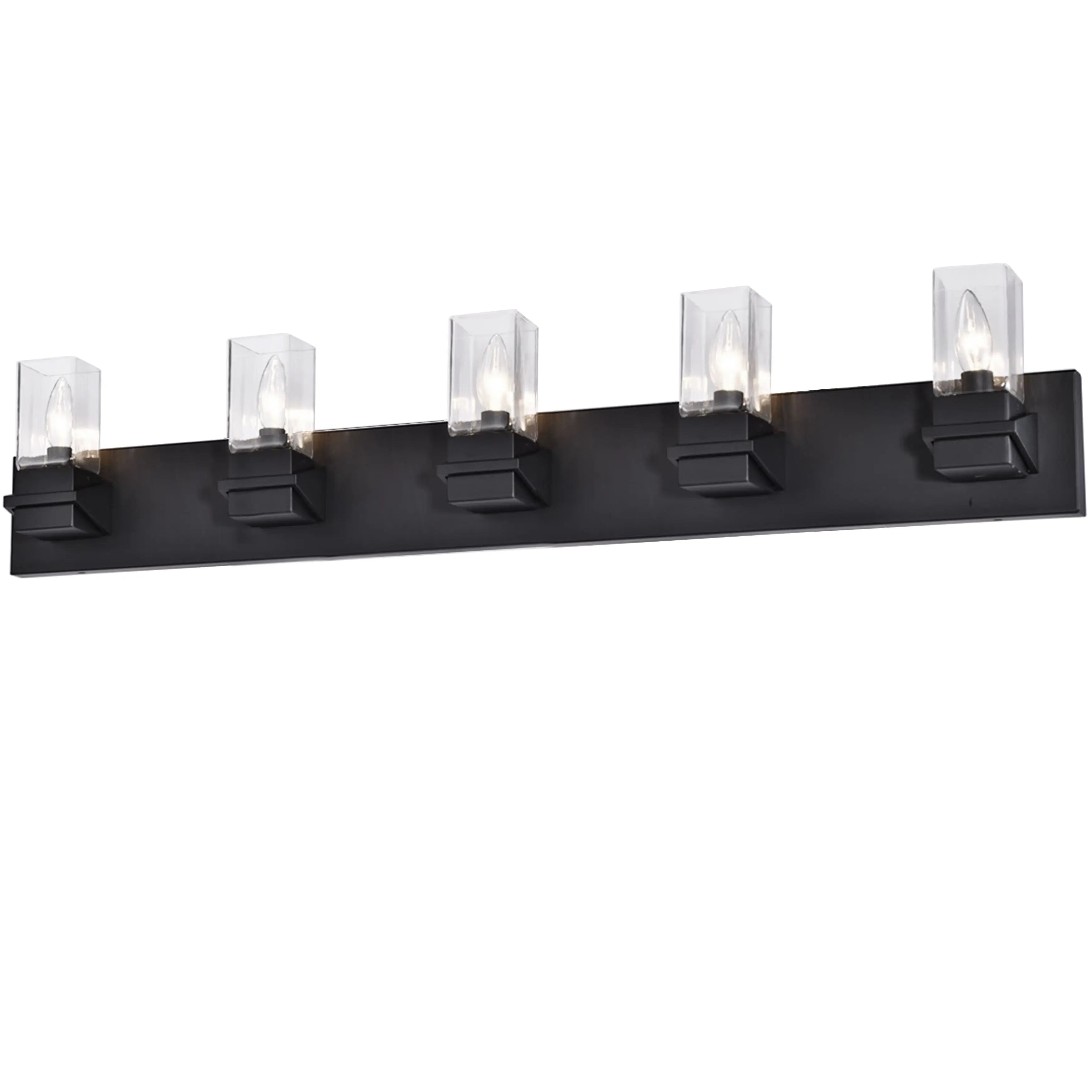 Dainolite 5 Light Incandescent Vanity, Matte Black w/ Clear Glass