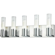 Dainolite 5 Light Incandescent Vanity, Polished Chrome w/ Clear Fluted Glass