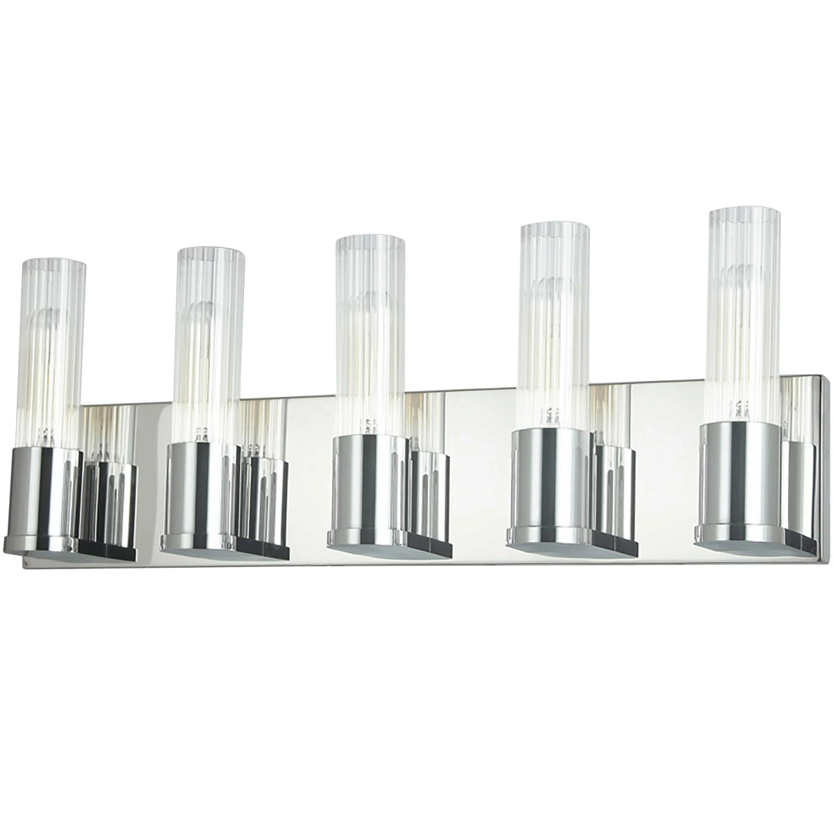 Dainolite 5 Light Incandescent Vanity, Polished Chrome w/ Clear Fluted Glass