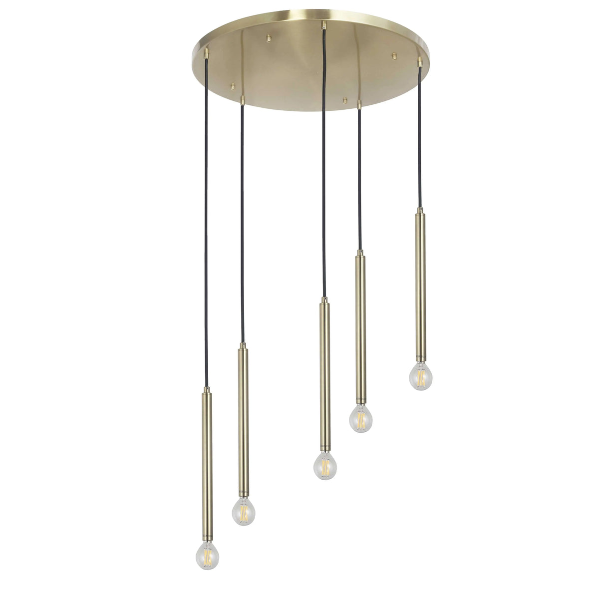 Dainolite 5 Light Pendant in Aged Brass