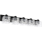 Dainolite 5 Light Vanity in Matte Black w/ Clear Water Glass